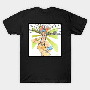 Aztec Warrior Girl Circle Design T-Shirt